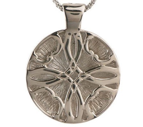 QVC Steel by Design Round Medallion Pendant Venetian Box Chain Necklace J261285