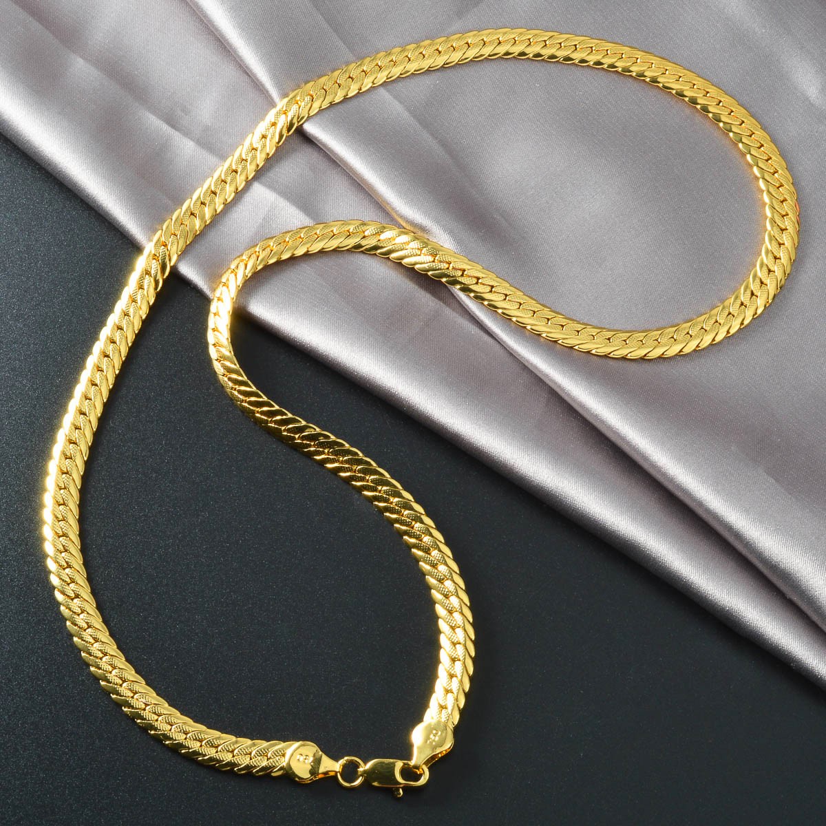18K Gold Cuban Curb Chain Necklace 750 Stamp Unisex Hip‑Hop Jewelry 18‑24in 7MM