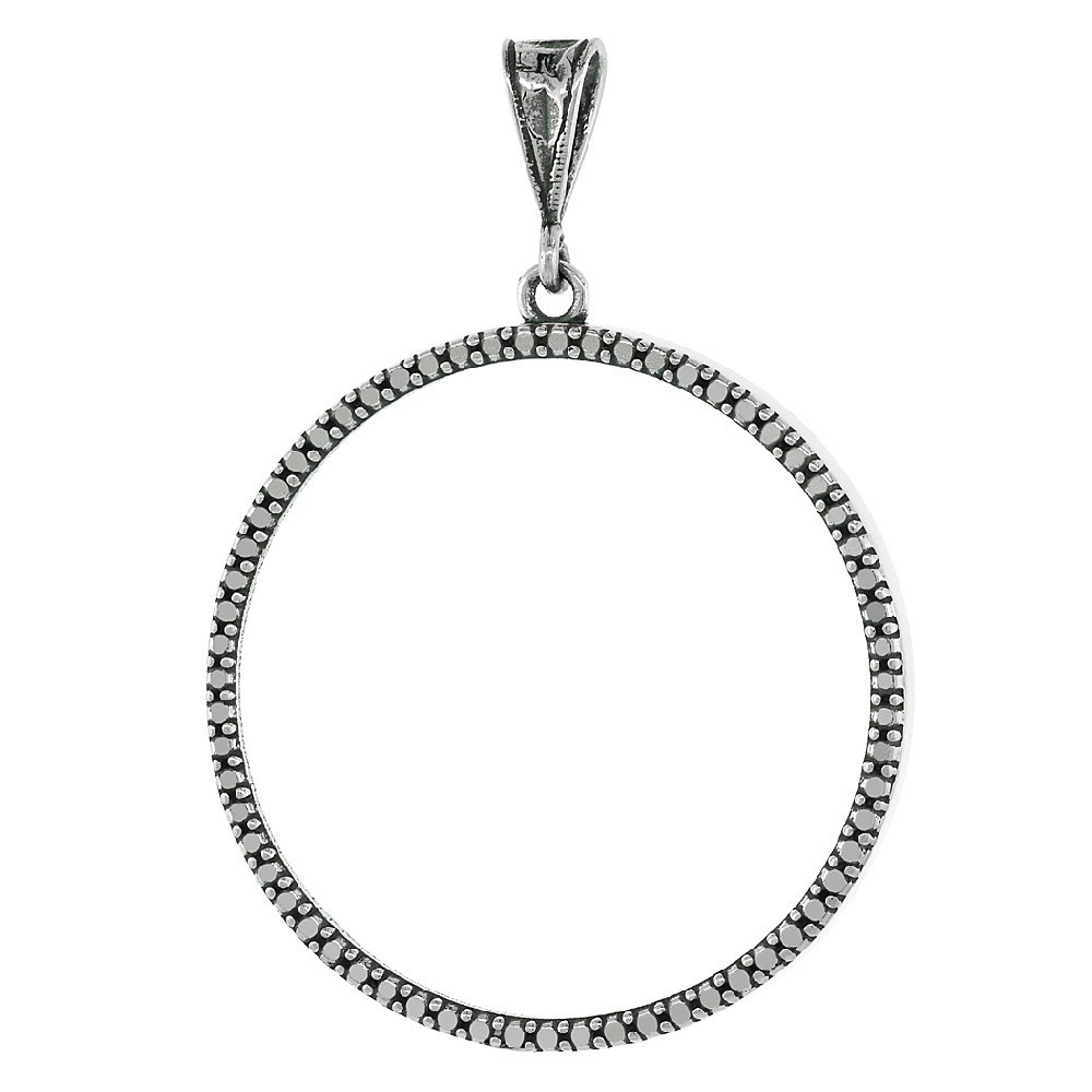 39 mm Sterling Silver Illusion Edge 1oz Silver Round Coin Bezel Pendant