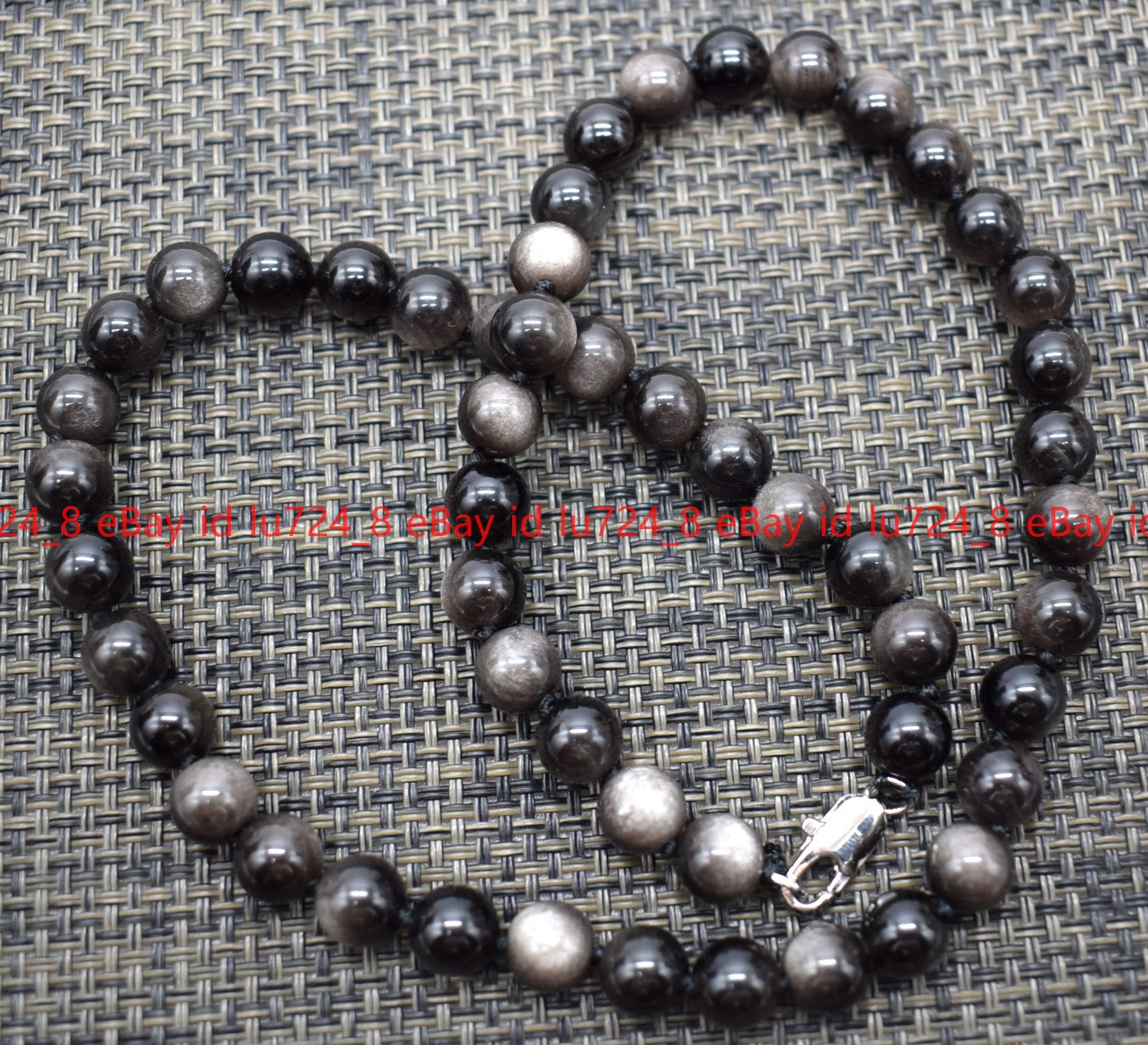 Multiple Styles 8mm Natural Silver Obsidian Round Gemstone Beads Necklace 14-36″