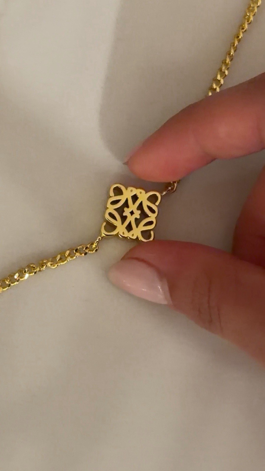 Gold Tone Loewe Chain Necklace Multiple Charms