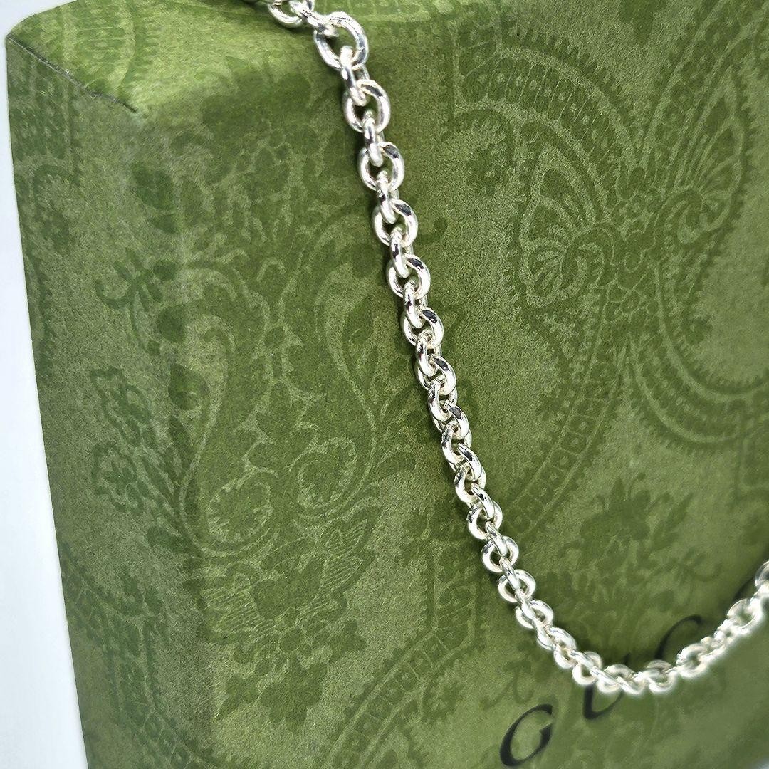 Gucci Figaro Chain Necklace, 50 Long, 3.7 Wide, Y2K Silver 925