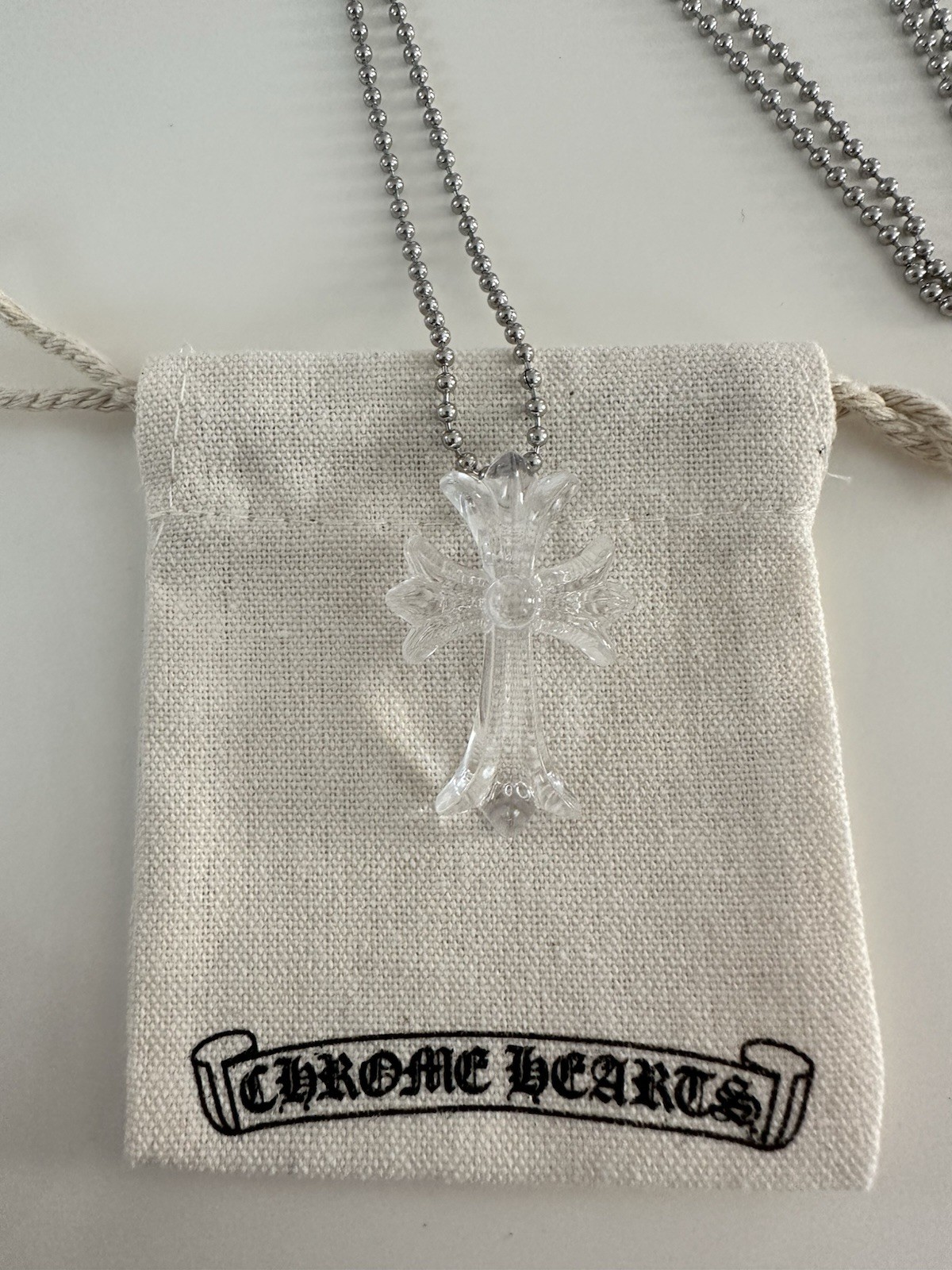 CH Chrome Tokyo 20th Clear Transparent Cross Rubber Necklace With Dust Bag