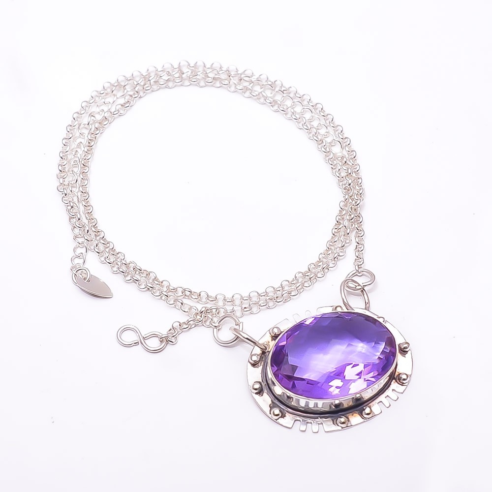 Colour Changing Alexandrite 925 Sterling Silver Chain Pendant 19-23″ CP8