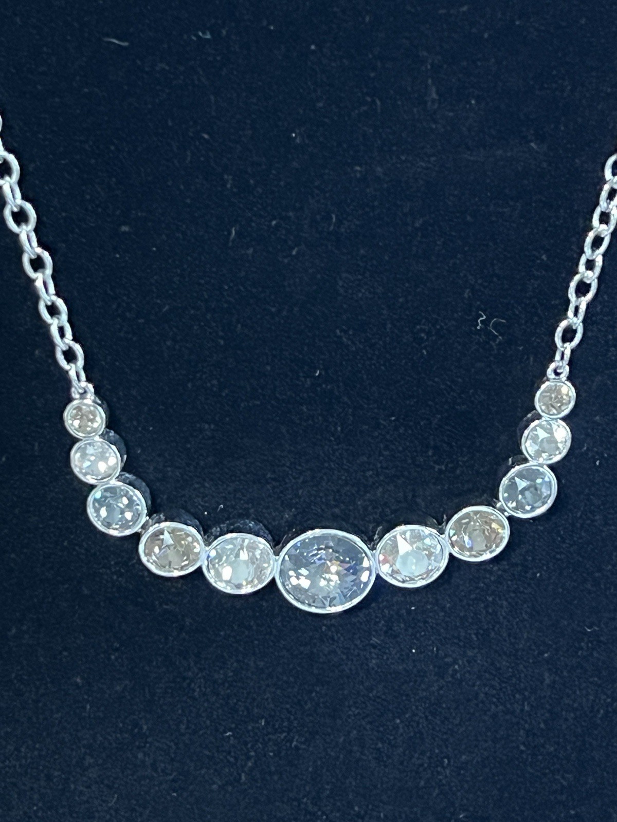 New Touchstone Crystal by Swarovski White colorless Necklace 15-18”