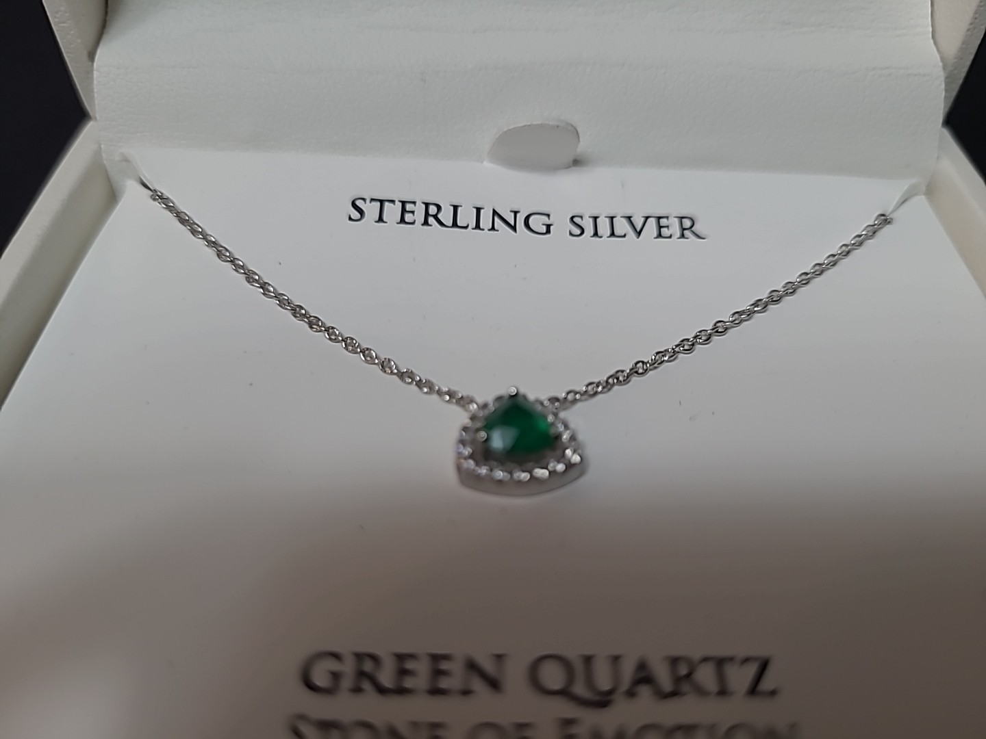 Macy’s Green Quartz (3/8 Ct. T.w.) & Cubic Zirconia Trillion Necklace in Silver