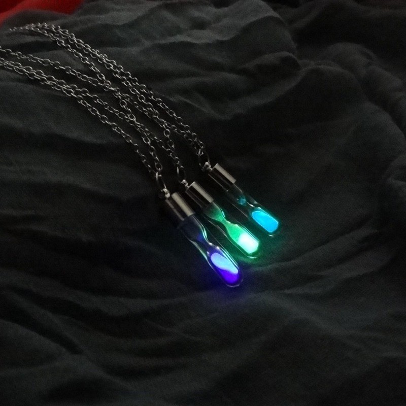 3Pcs Hourglass Bottle Pendant Necklaces Luminous Couple Friendship Jewelry Gift