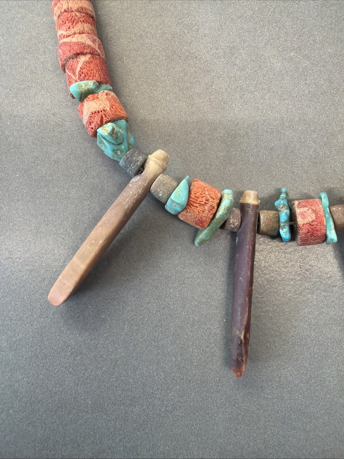 Jw1 Lava Rock, Turquoise, & Wood Beaded Necklace D133
