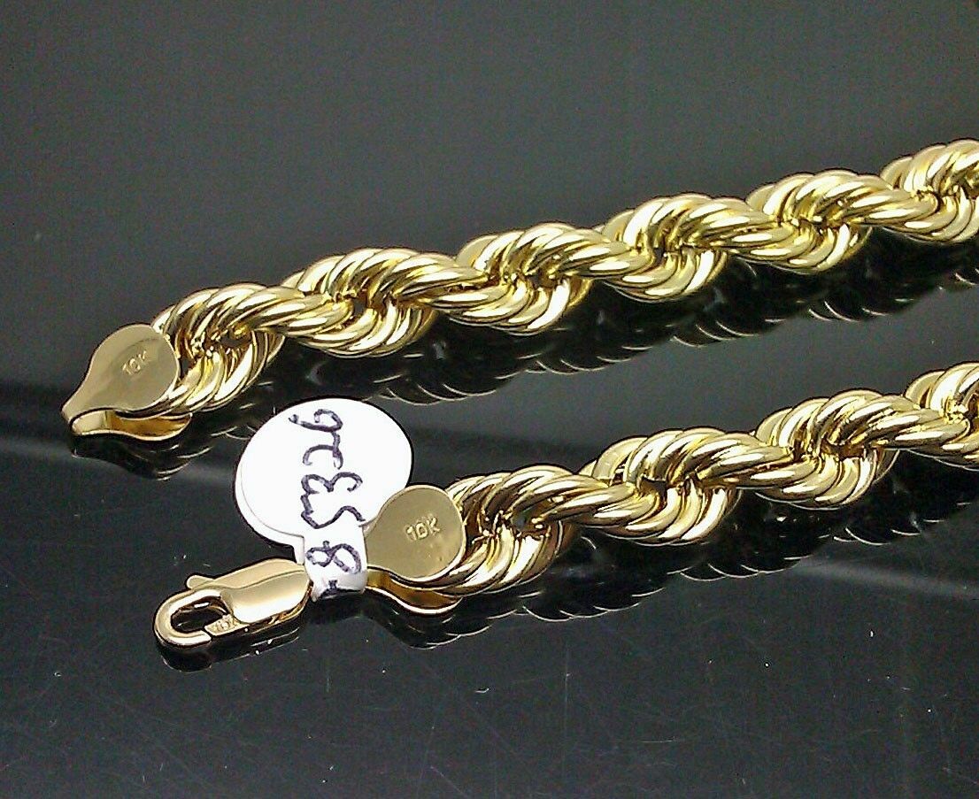 10k Gold Rope Chain 2mm-8mm Necklace 16-30 Inch men women Diamond cut end Sale