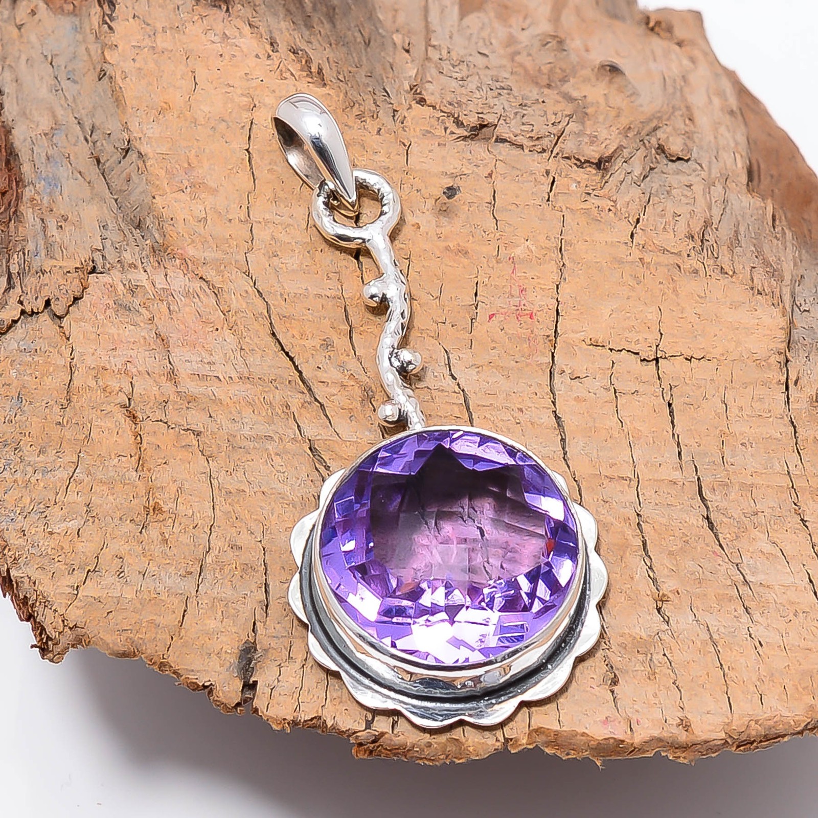 Colour Changing Alexandrite Handmade 925 Sterling Silver Pendant 2.15″ P60
