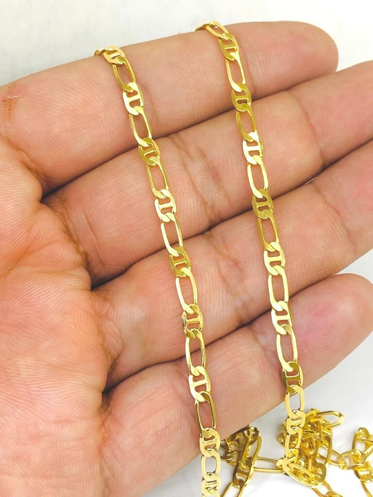 14K Gold Filled Figaro Mariner Chain Necklace 24″ 3.5mm for Mens Cadenas Hombre