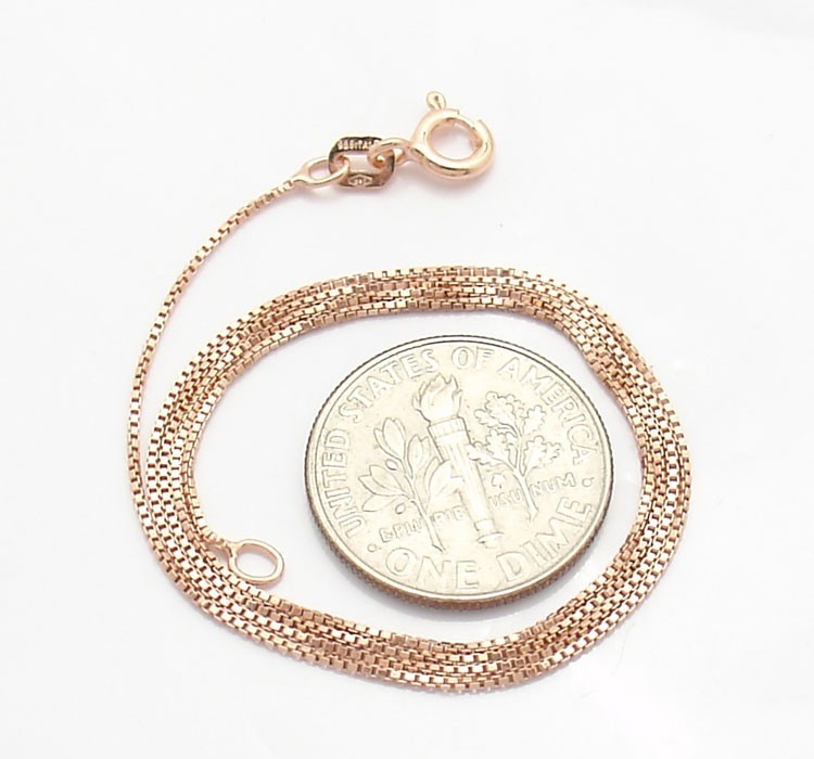 Technibond Venetian Box Chain Necklace 14K Rose Pink Gold Clad Sterling Silver