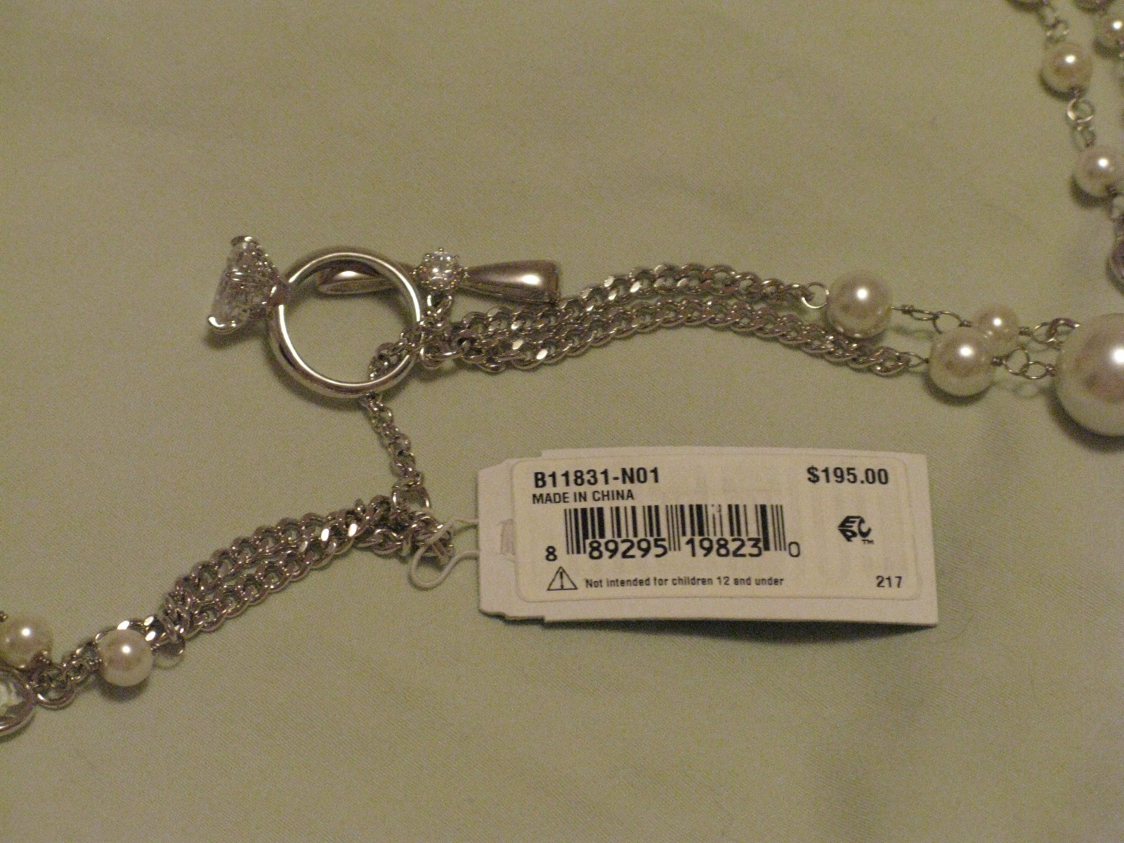 Betsey Johnson Engagement Wedding Crystal Pearl Two-Row Necklace NWT Beautiful!