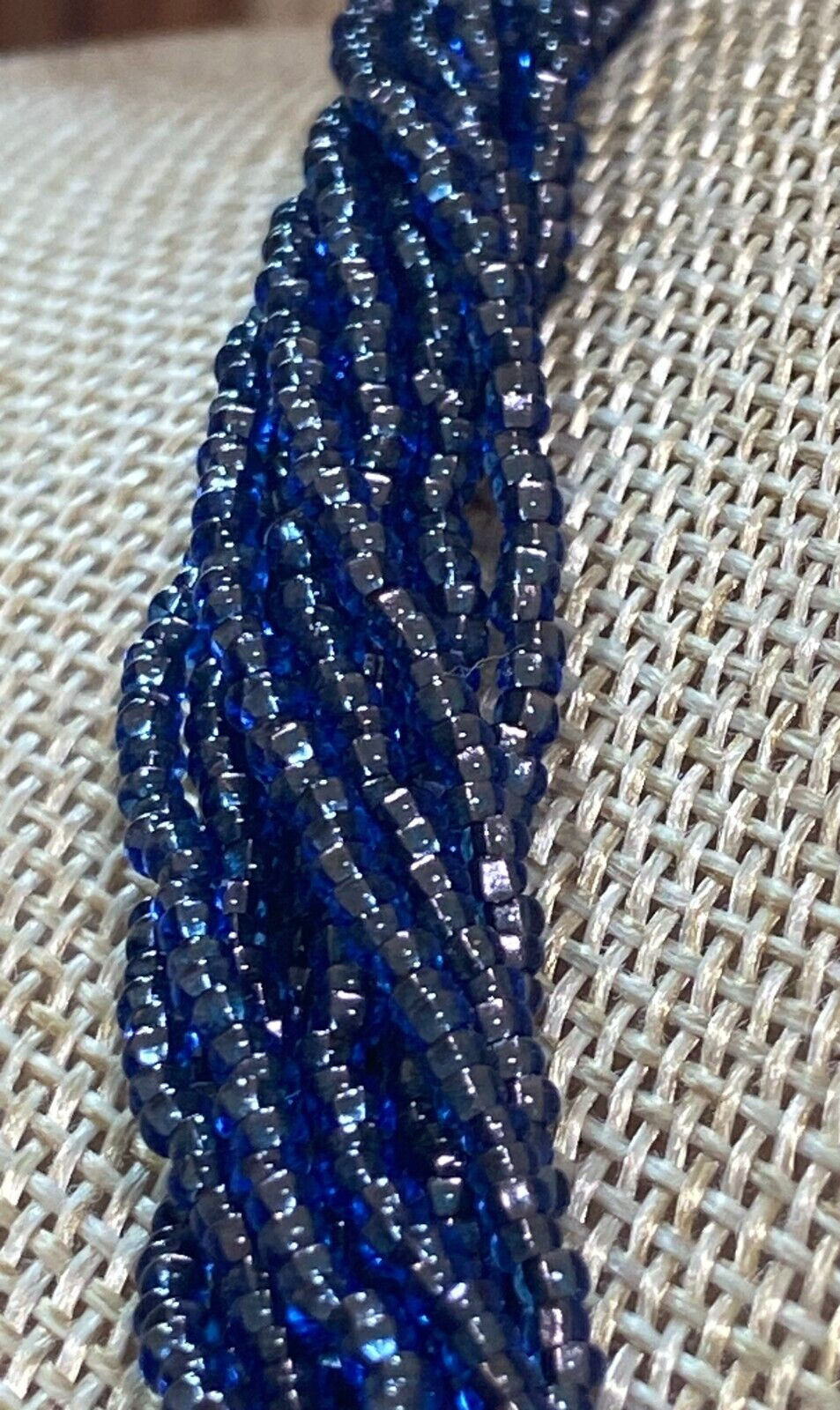 African Glass Bead Necklace with Vintage Silver and Seashell Pendant