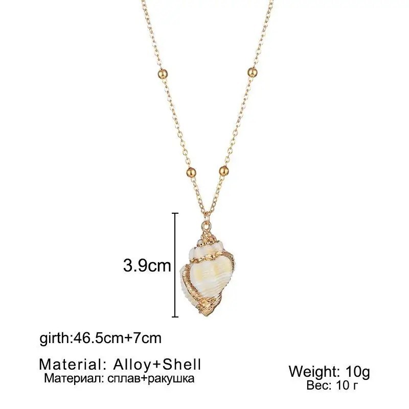 Conch Shell Pendant Necklace Gold Sea Nautical Mermaid Beach Boho Jewelry