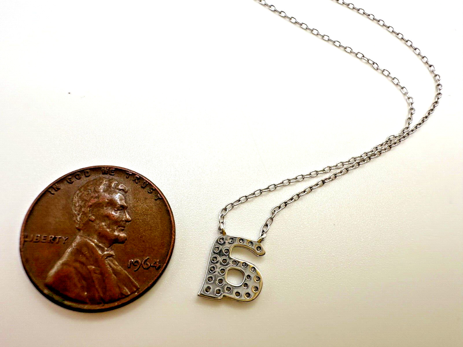 Sterling Necklace Initial Letter “A” 925 Silver Pendant Pave Dainty Teen Tween