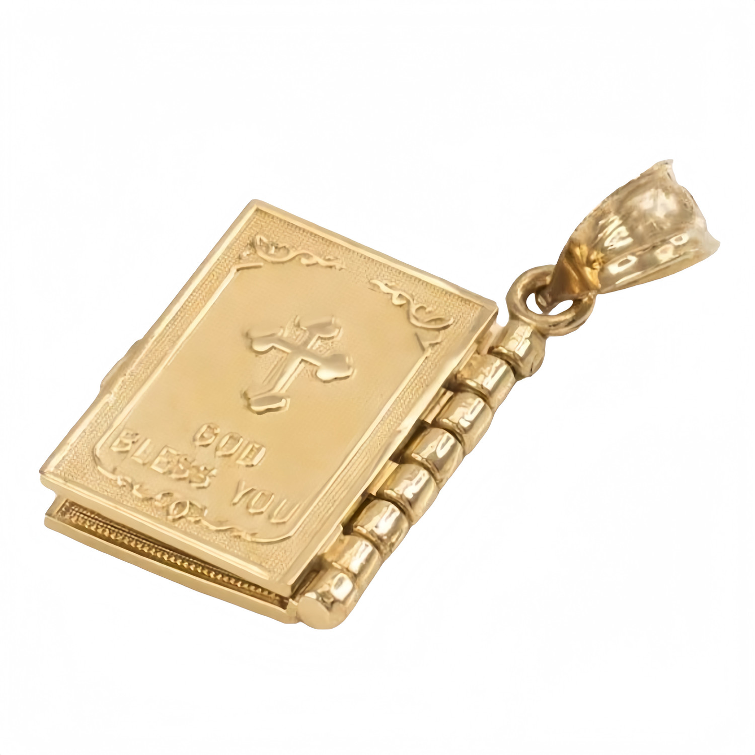 Bible Book Pendant Necklace Vintage Gold Cross Unique Jewelry For Men Women US
