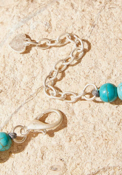 Silver Starfish Necklace Turquoise Beaded Blue Bohemian Vacation Beach Jewelry