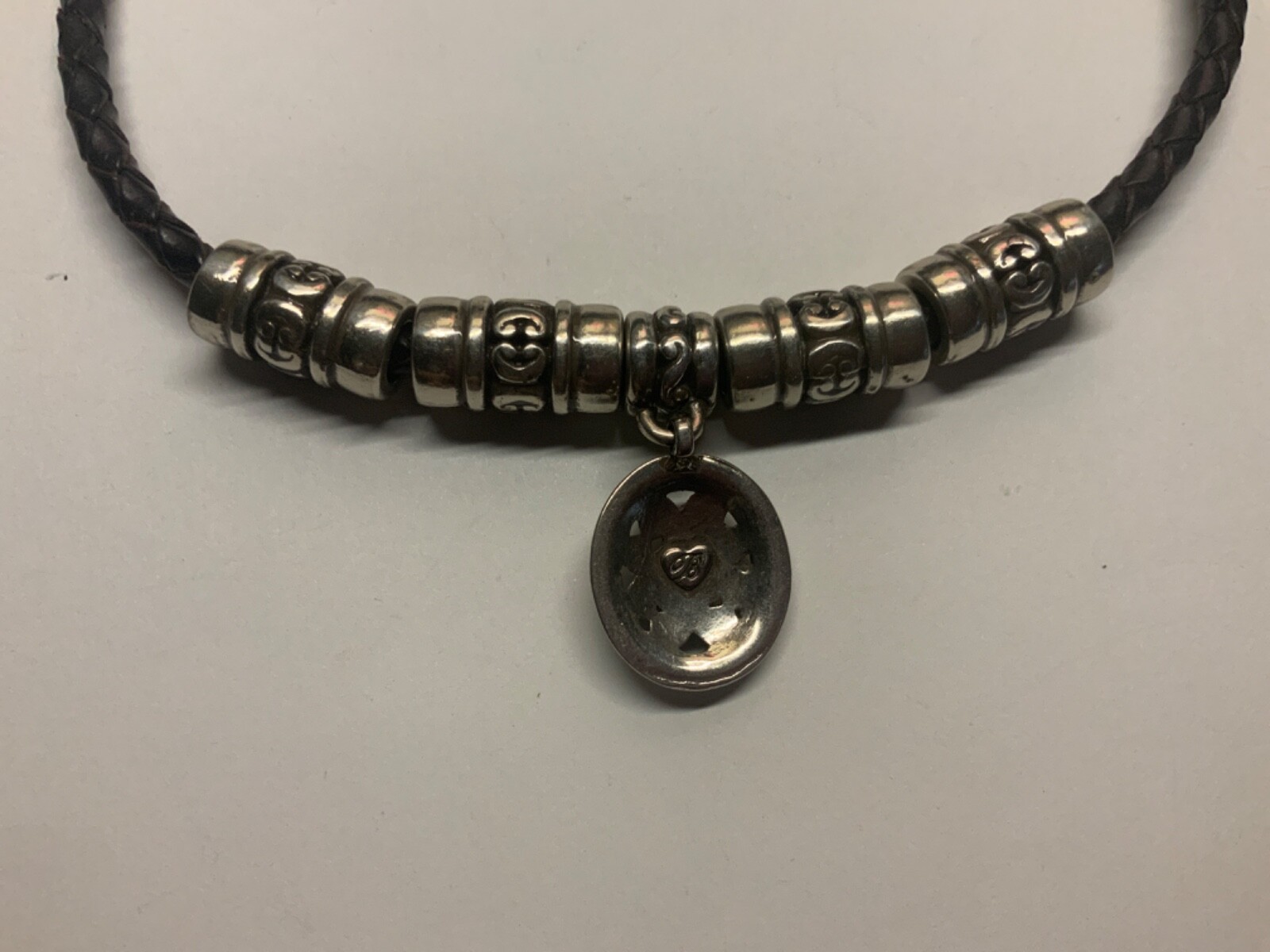 🌸Brighton Brown Leather Slide Charms 15 1/2” Collar Necklace (N11) 🌸
