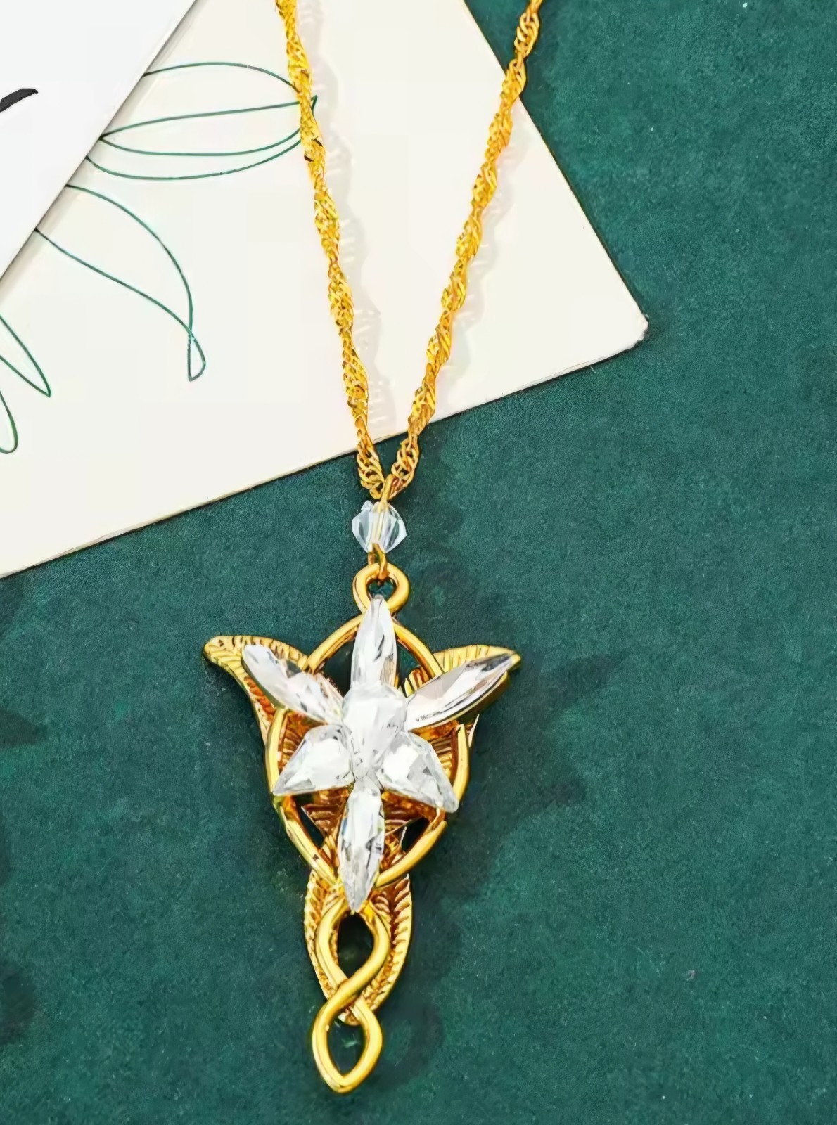 Arwen Evenstar Gold Necklace Aragorn Elven LOTR Lord of the Rings