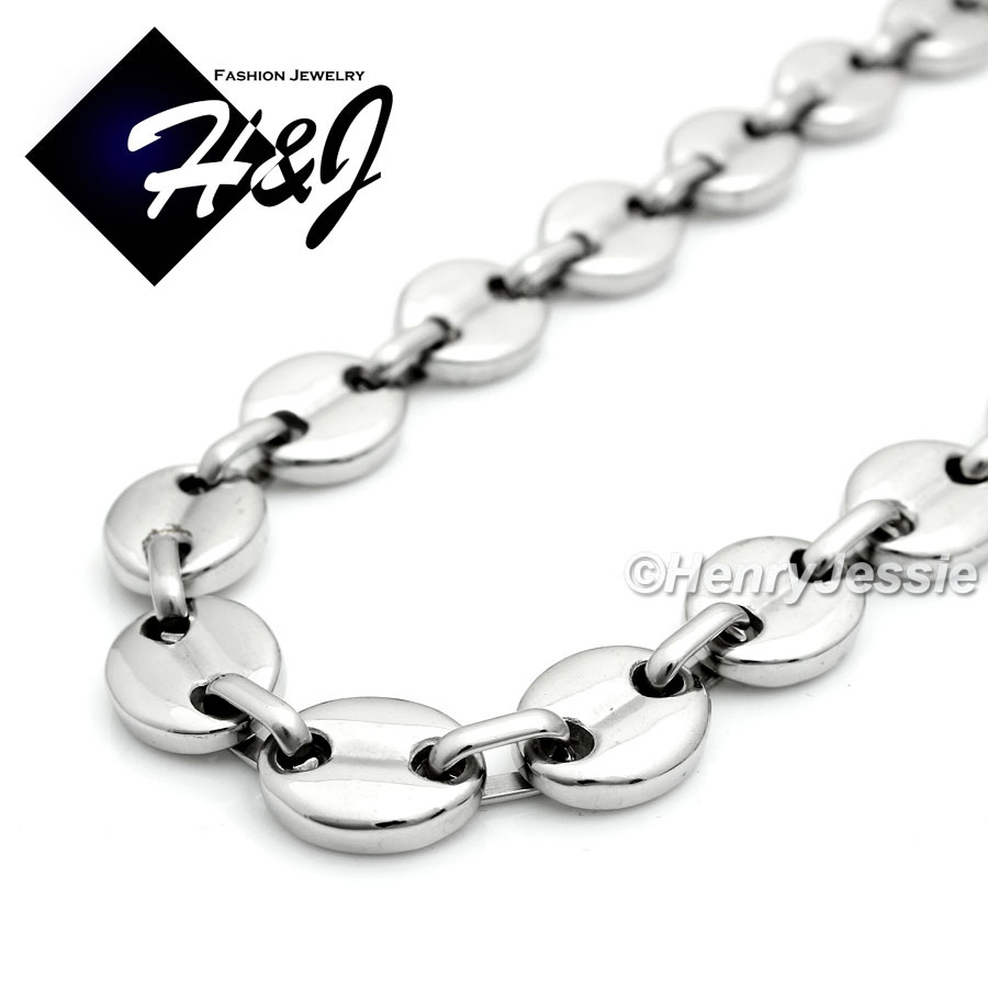18-40″MEN Stainless Steel 10mm Silver Puffed Mariner Link Chain Necklace*N139