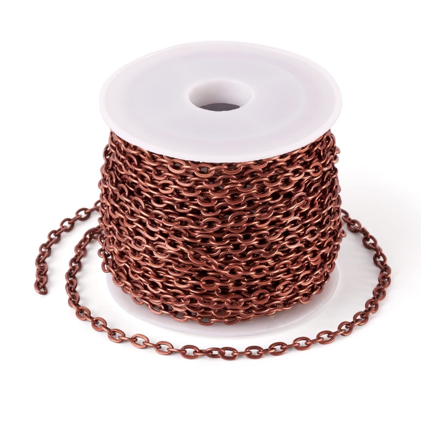 Pandahall 10M/10Yards Iron Cross Cable Chains Red Copper Color Twist Cross Ne…