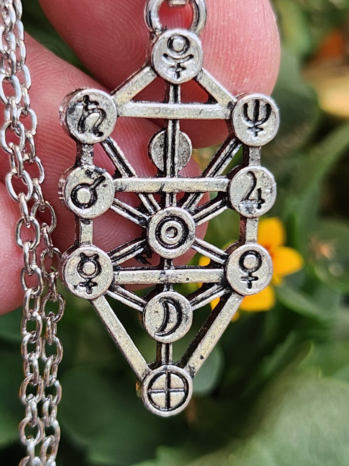Tree of Life Kabbalah Pendant Necklace Geometric Silver Jewish Sefirot Jewellery