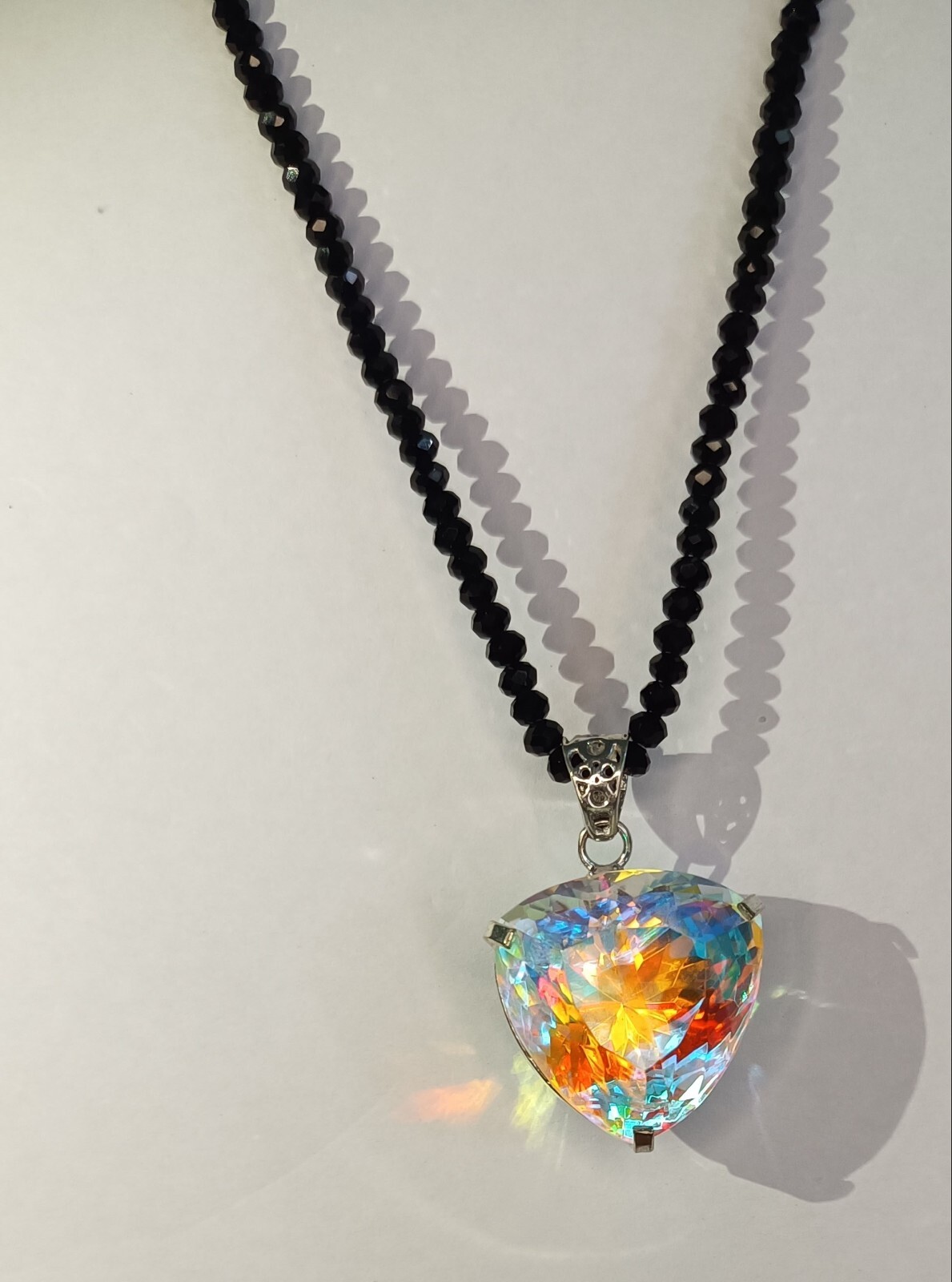 90.60 Ct+ Mystic Topaz Trillion Cut Sterling Silver Rainbow Pendant Gemstone