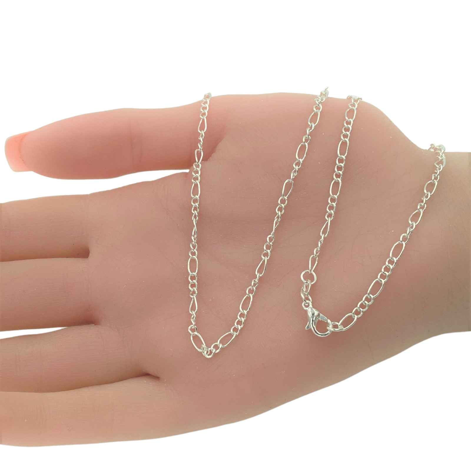 Italian 2mm Figaro Style Chain Necklace Sterling Silver