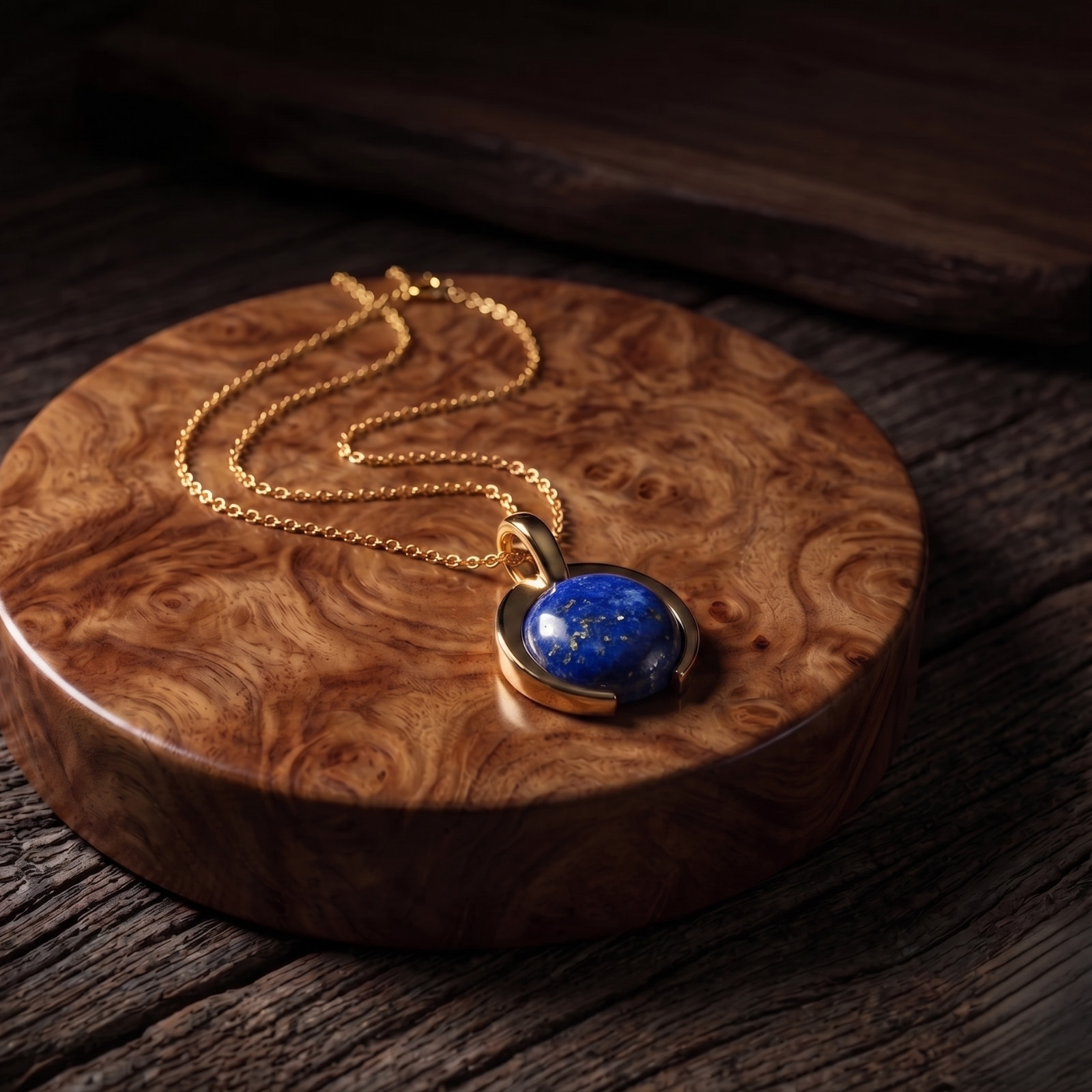 Gold Plated Pendant Lapis Lazuli Gemstone Minimalist Pendant Gift For Women