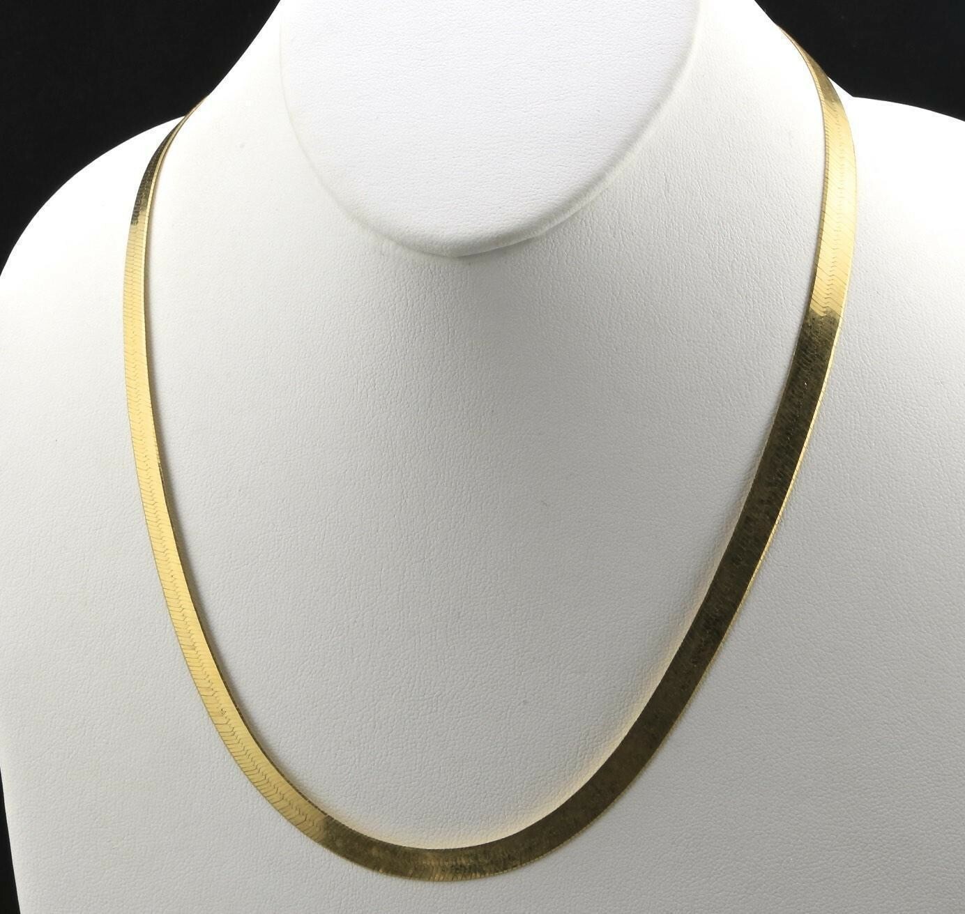 Made in USA. HUGE 30″ length,8mm width,24k Yellow Gold Bonded Herringbone Chain