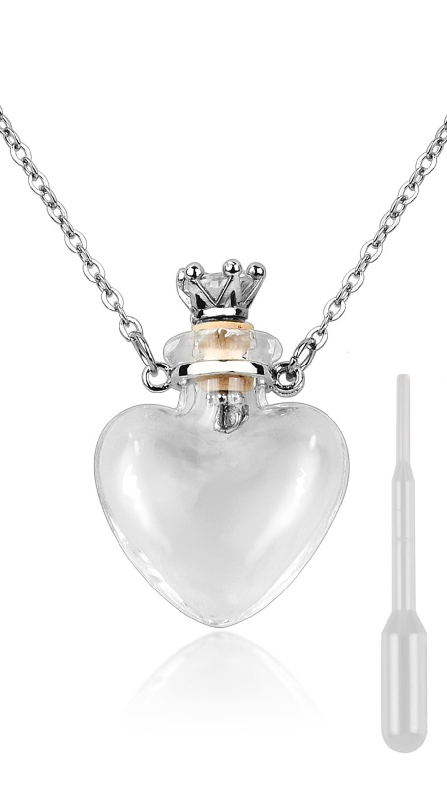 Heart Shaped Vial Necklace Glass Perfume Bottle Pendant Memorial Keepsake USANew