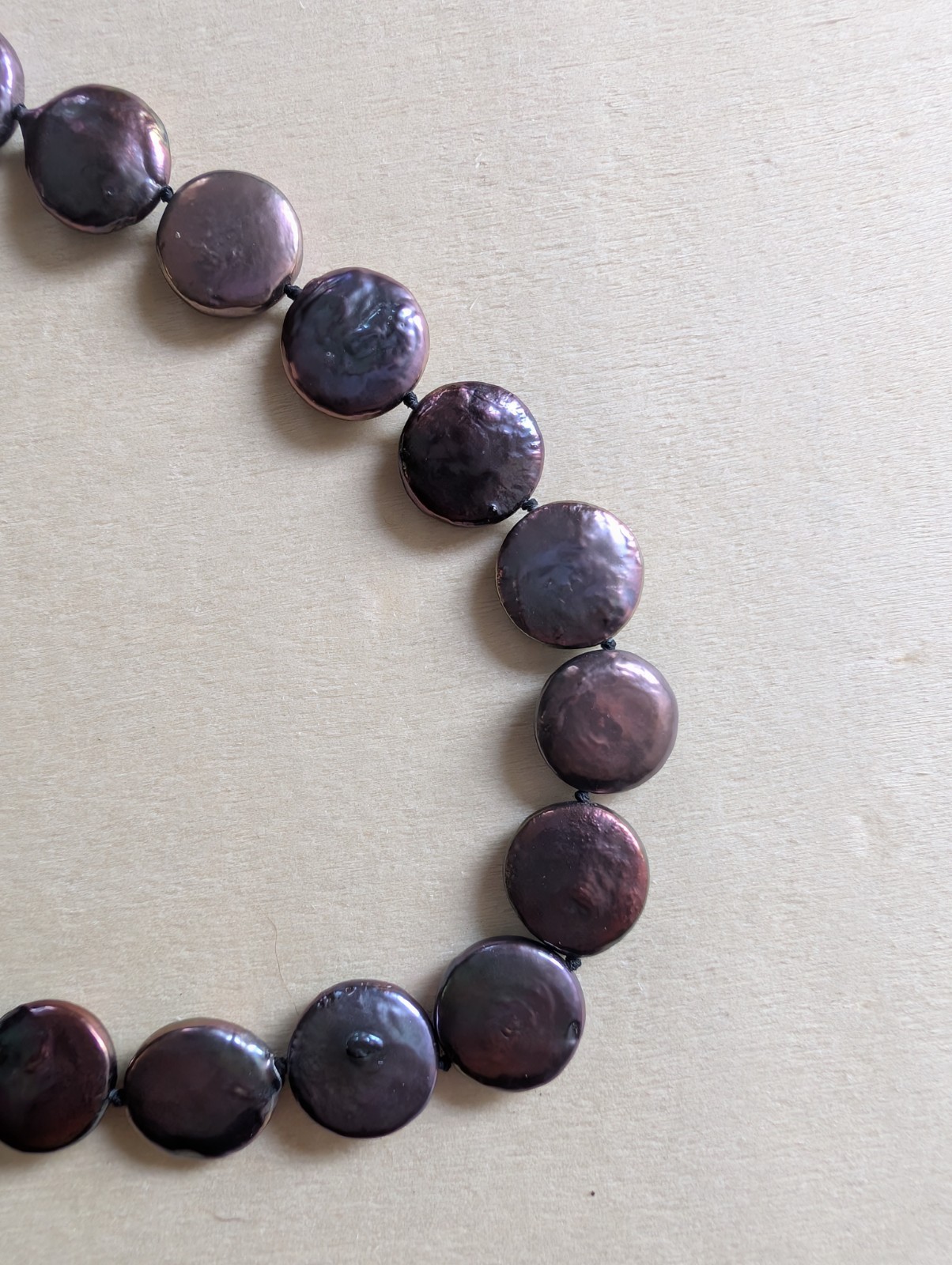 Purple Cultured Coin Pearl Beaded Statement Necklace with Lobster Clasp 50 Inch
