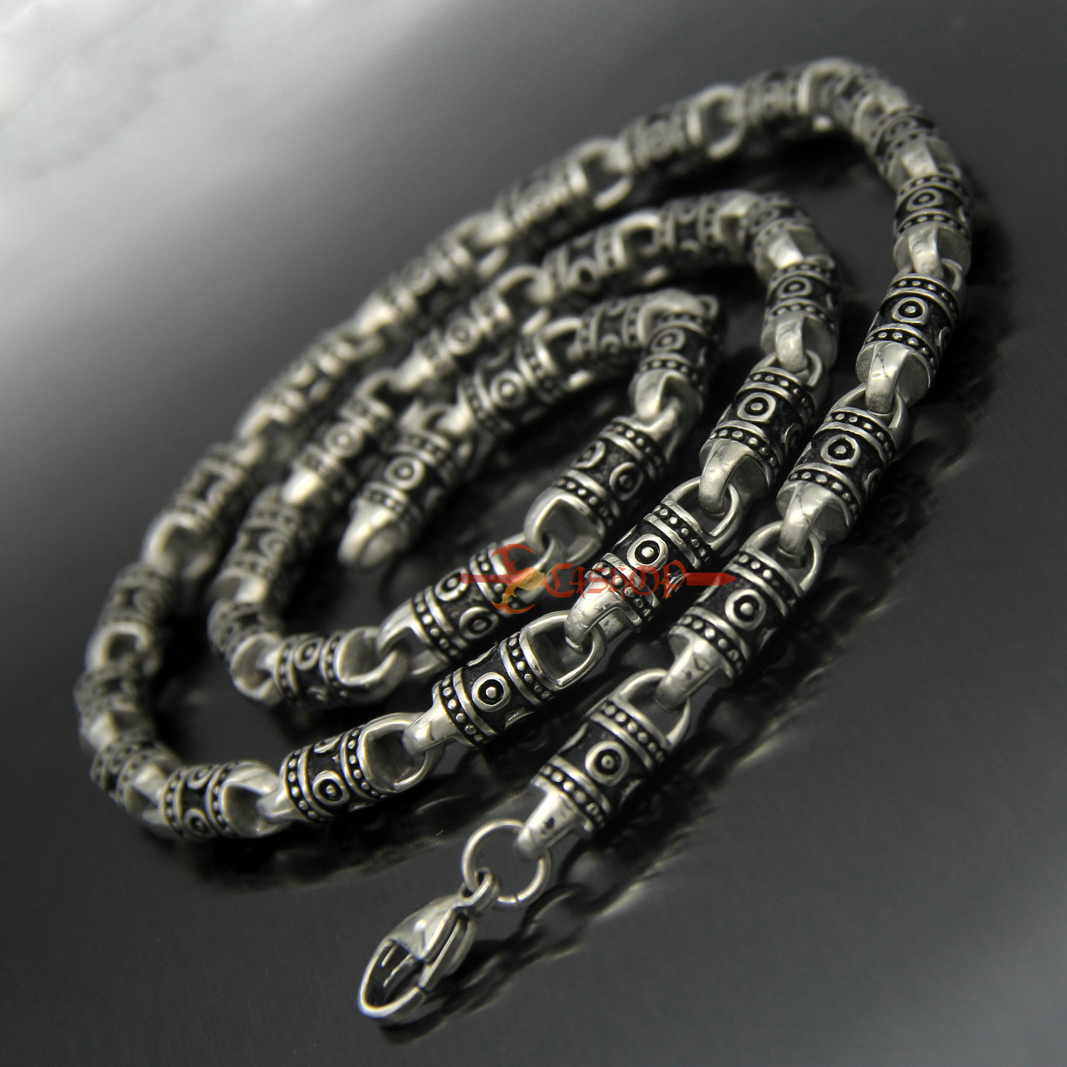 Retro Silver Stainless Steel Tibetan Tribal Totem Chain Necklace Men’s Women’s