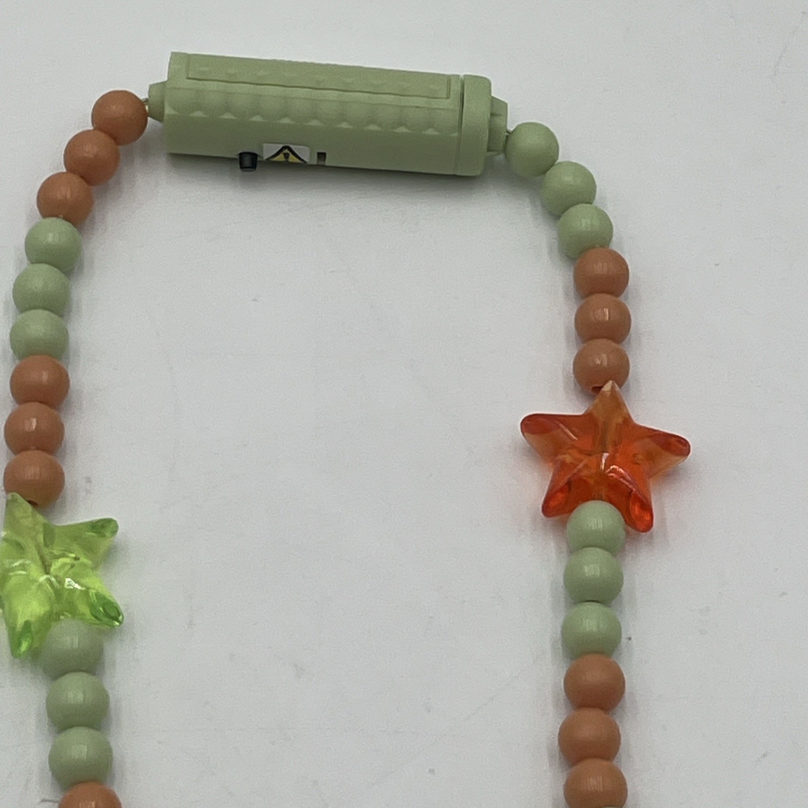 Lucky Star 15” Glow In The Dark Light Up Green & Orange Beaded Alien Necklace