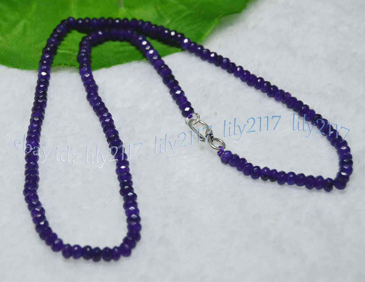 Multicolor 2x4mm Faceted Assorted Gemstones Jade Rondelle Beads Necklace 16-36”