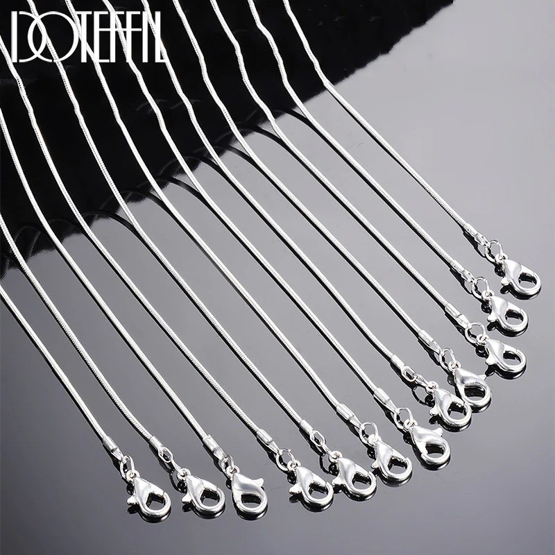 10pcs Hot Sale 925 Sterling Solid Silver 1mm Snake Chain Necklace Jewelry Gift