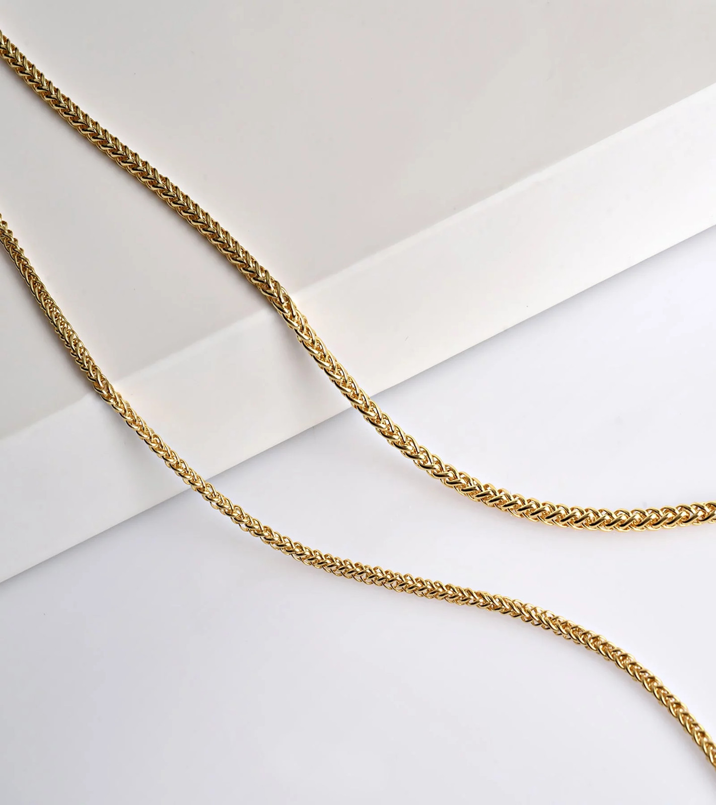 Gold Chain Necklace Collection – 14K Solid Yellow Gold Filled round Wheat/Palm C