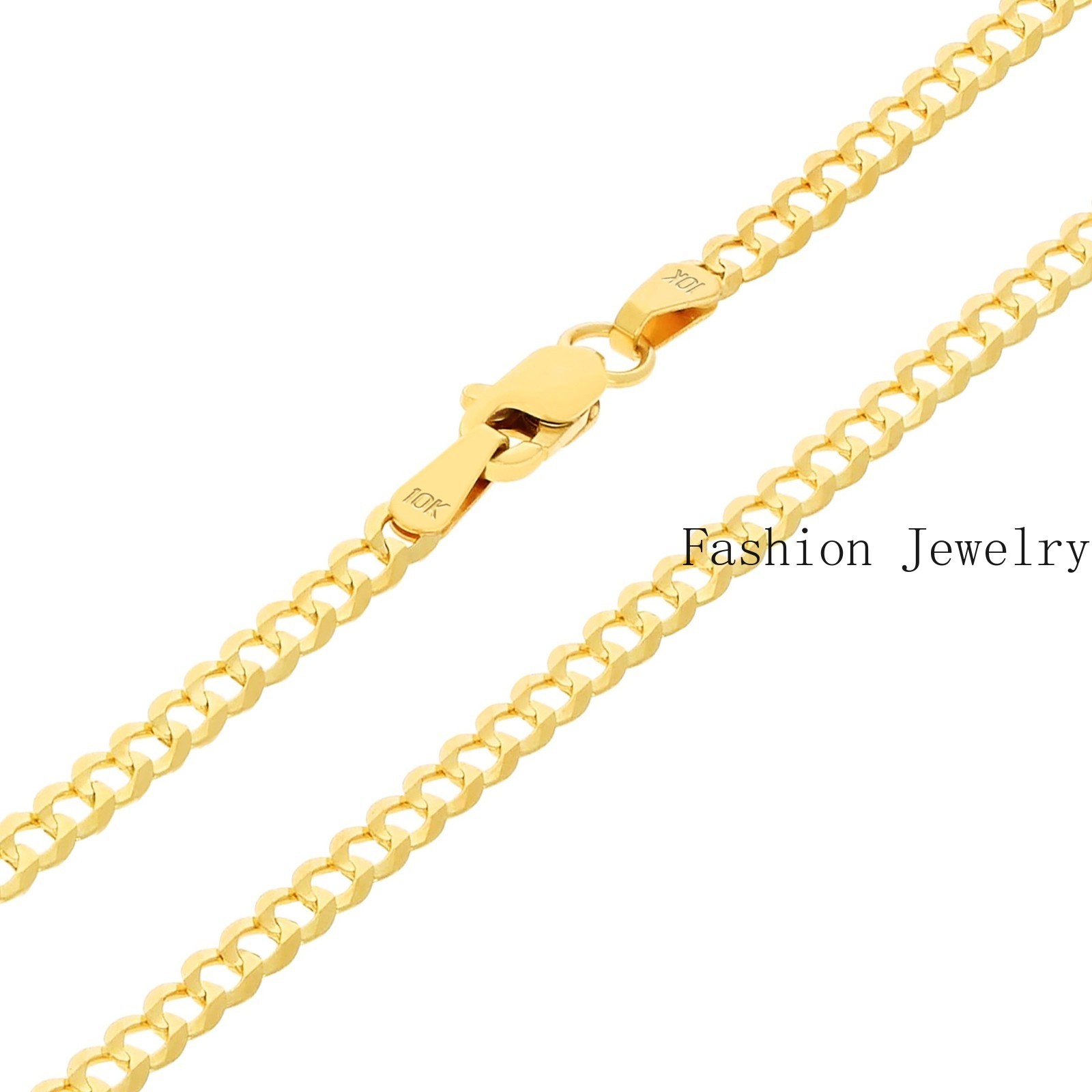 10K Yellow Gold Solid 2mm-12.5mm Cuban Curb Chain Link Pendant Necklace 16″- 30″