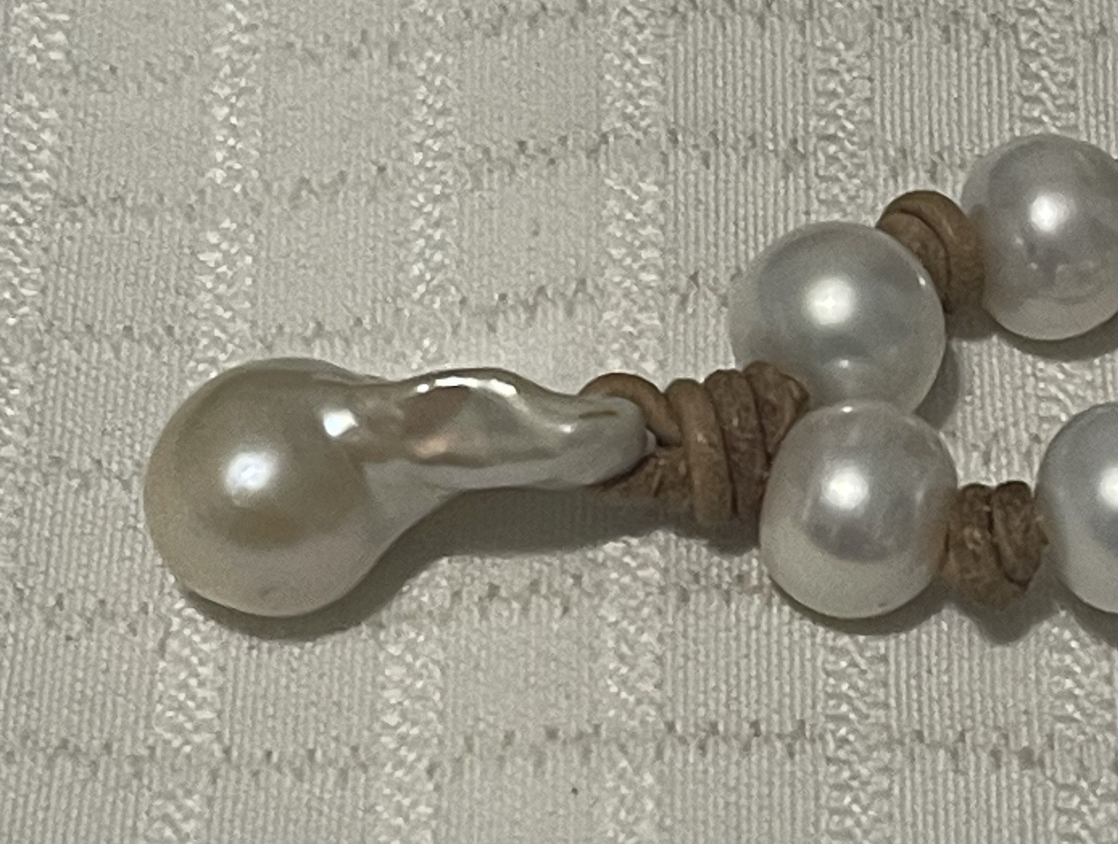 Gorgeous Baroque Real Pearls On Leather Cord Necklace