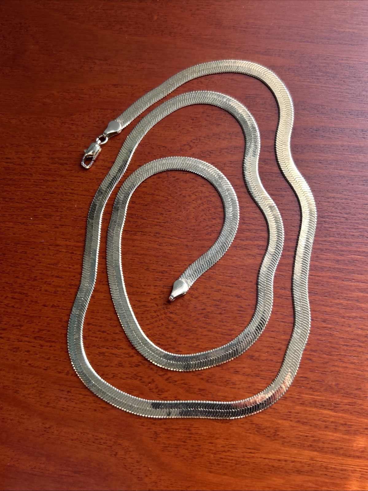 Bright Gold Plated 30” Herringbone Chain Necklace For Men Or Women 4mm Unisex