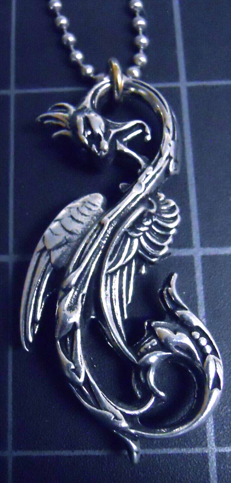 DRAGON OF THE MOON Pendant Stainless Ball Chain New Gothic Necklace