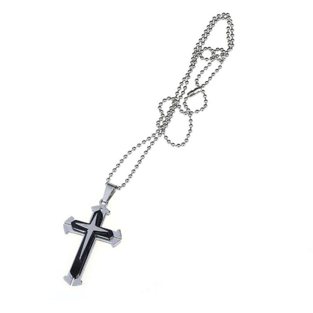 New Unisex’s Men’s Women Silver Blue Stainless Steel Cross Pendant Necklace Gift