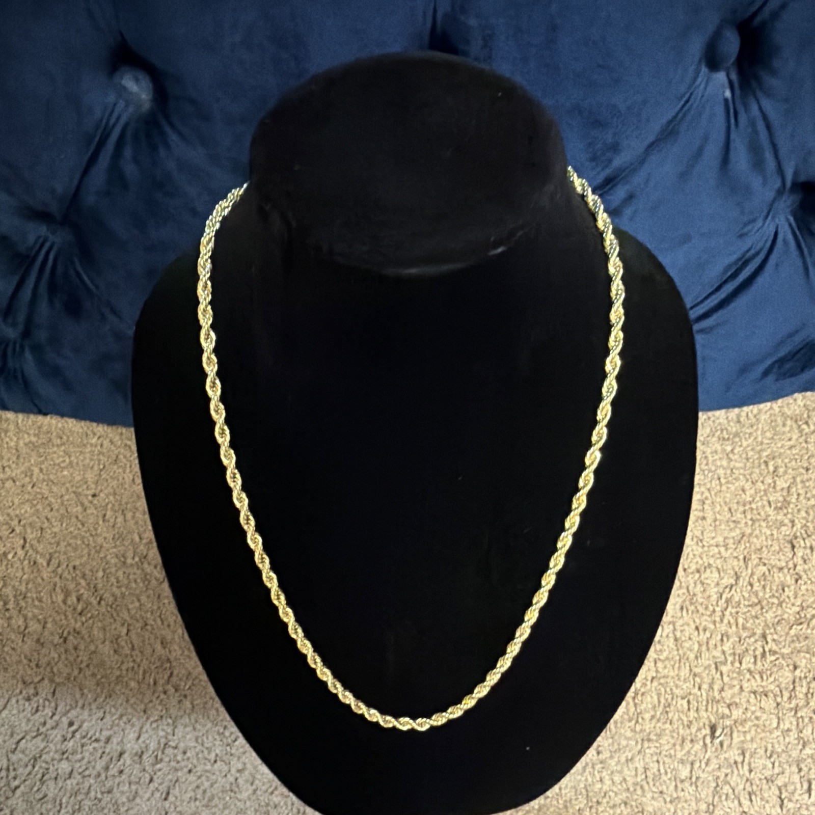 14k Gold plated Rope Chain Necklace w Lobster Clasp 24inch x 6mm