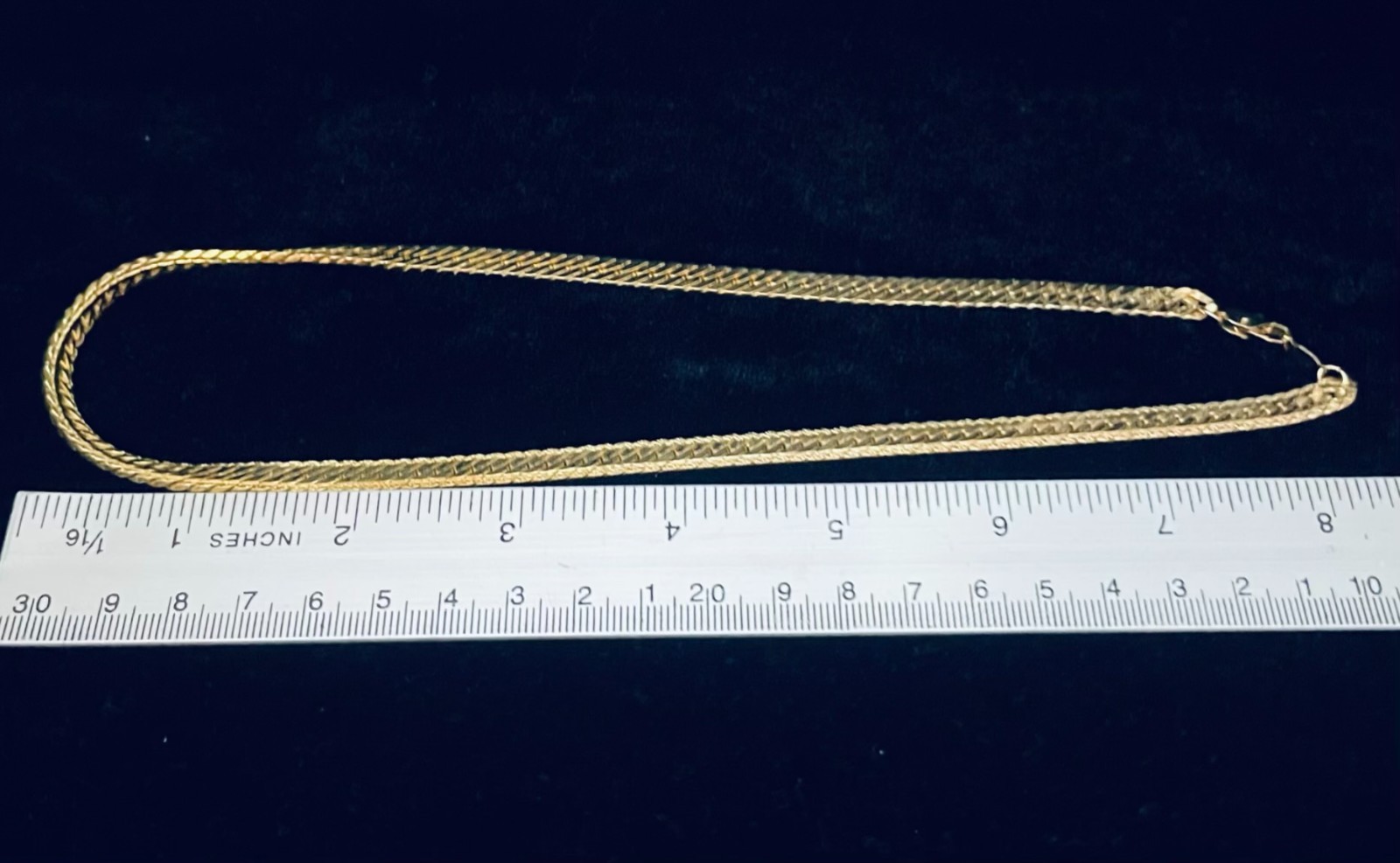 18KGP Chain Necklace Flat Yellow Gold-Plated Herringbone 5 mm Wide 17″ Long