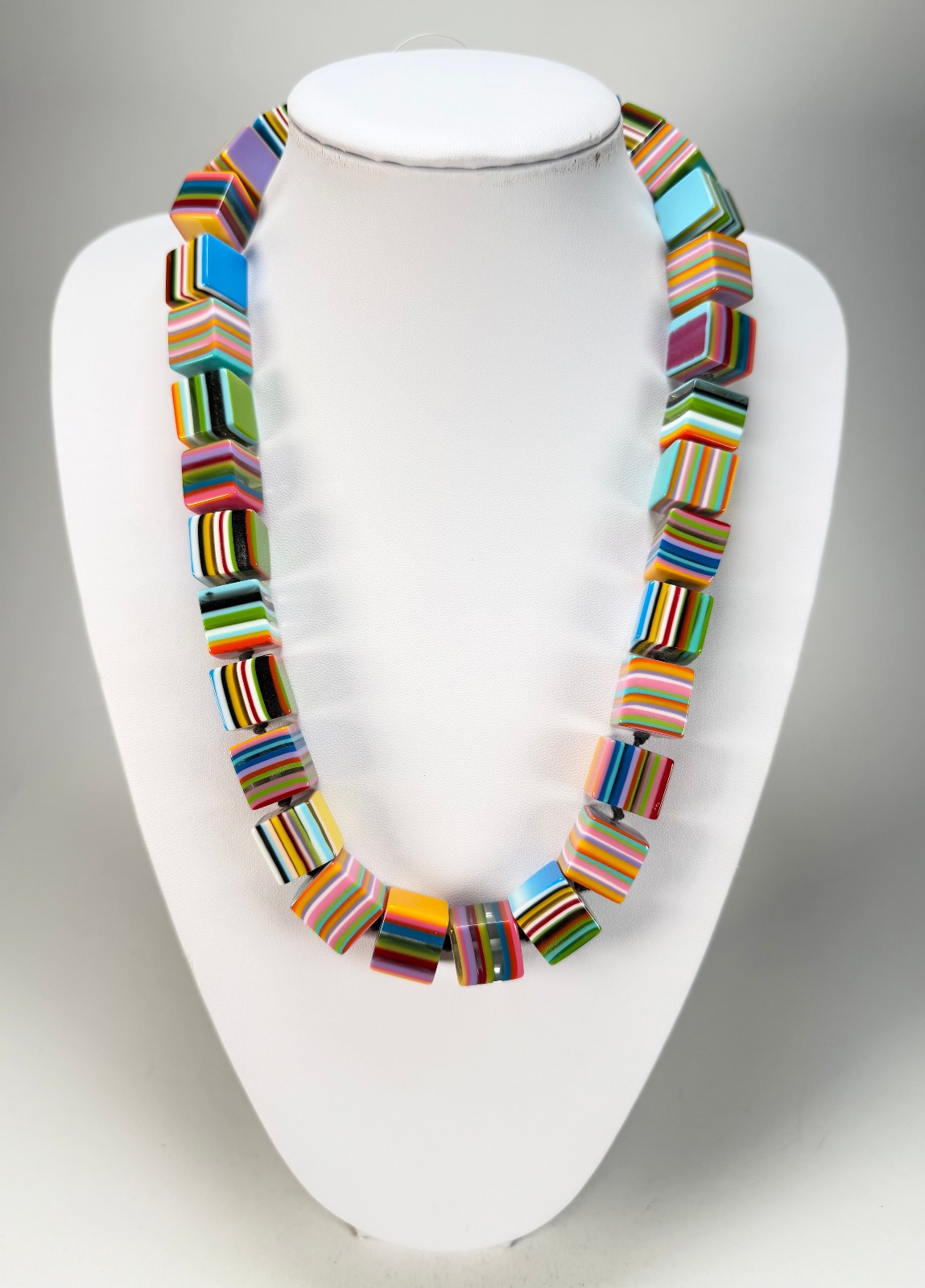 Jackie Brazil “POP” Liquorice Mix Colours Small Cubes 65cm Necklace ( N0046 )