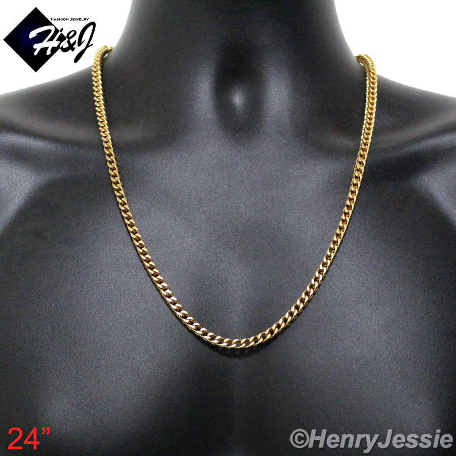 Stainless Steel 4.5mm/6mm Gold Plated Franco Box Cuban Curb Necklace*24″30″36