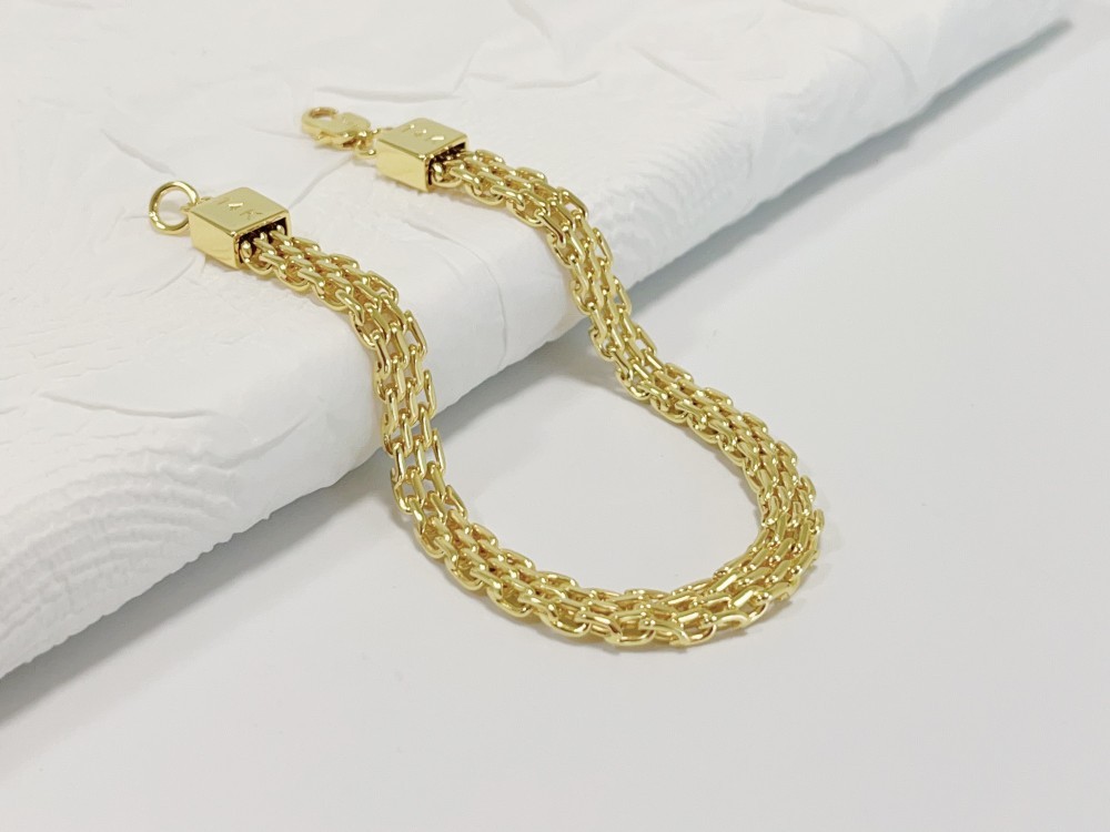 Real 14K Yellow Gold Multiple Layer Bracelet Chain Solid Link Jewelry Gift 6mm