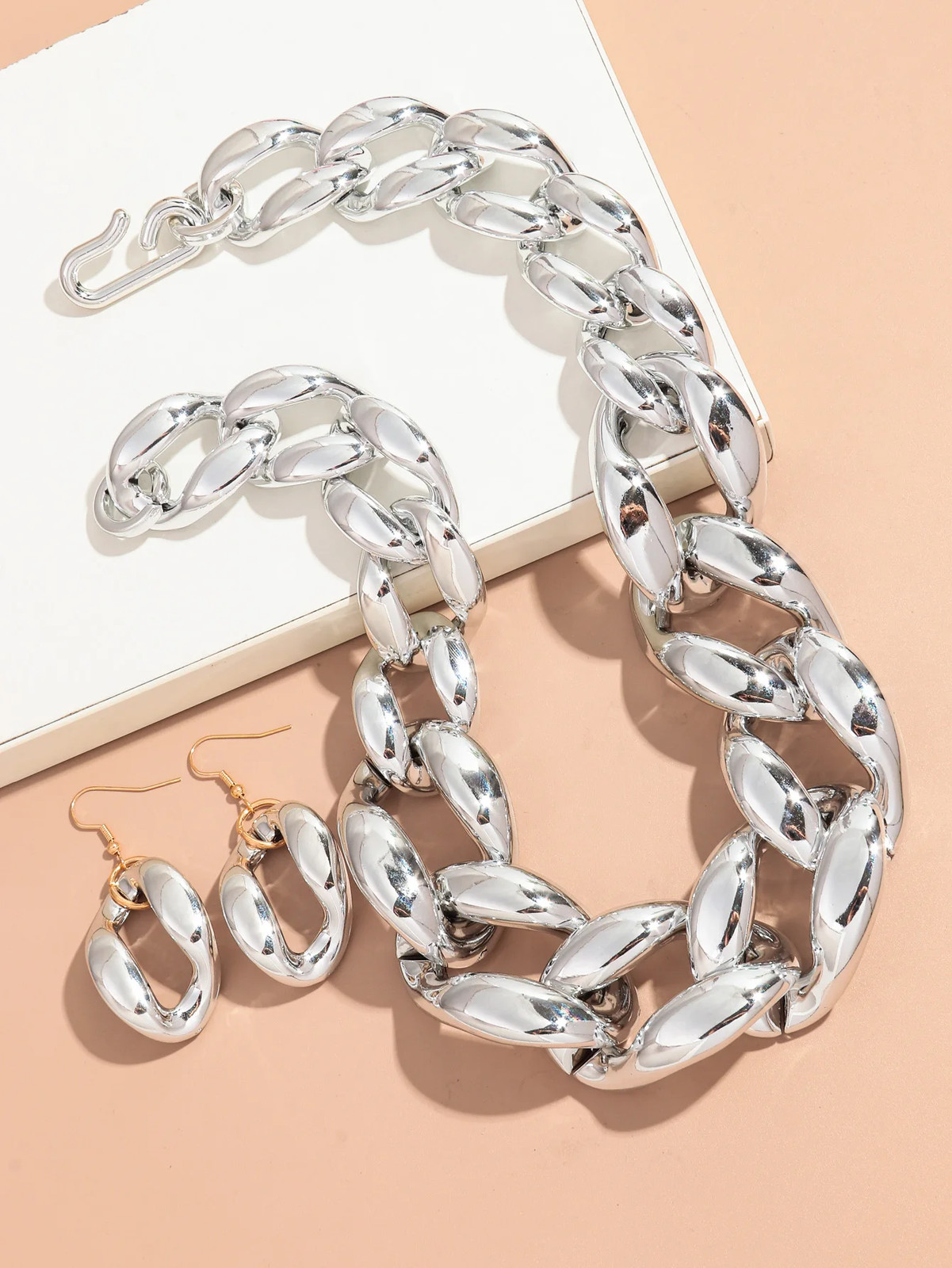 Acrylic Link Chain Necklace Chunky Statement 50cm Party Collar Women Jewelry