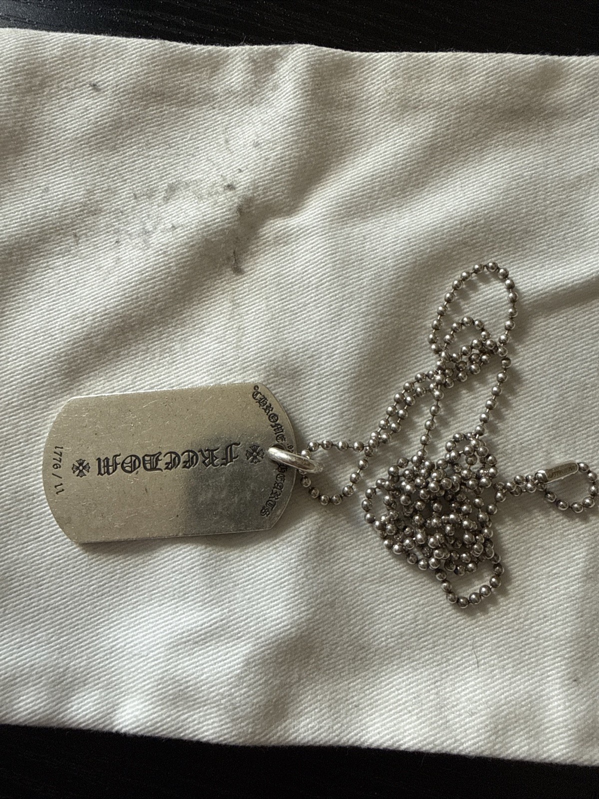 Chrome Hearts Dog Tags American Flag Charm Silver Necklace Men’s Used